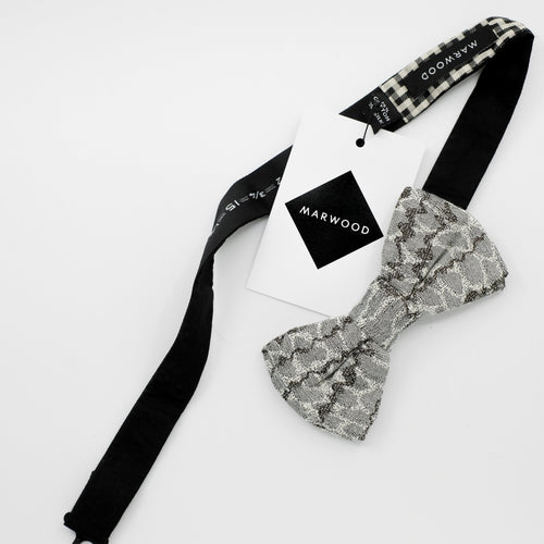 Ready-Tied Silver Wave Jacquard Bow Tie