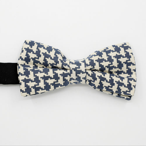 Ready-Tied Houndstooth Silk Jacquard Bow Tie