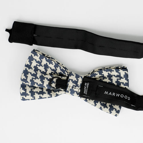 Ready-Tied Houndstooth Silk Jacquard Bow Tie