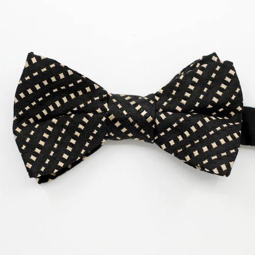 Ready-Tied Black/Gold Silk Jacquard Bow Tie