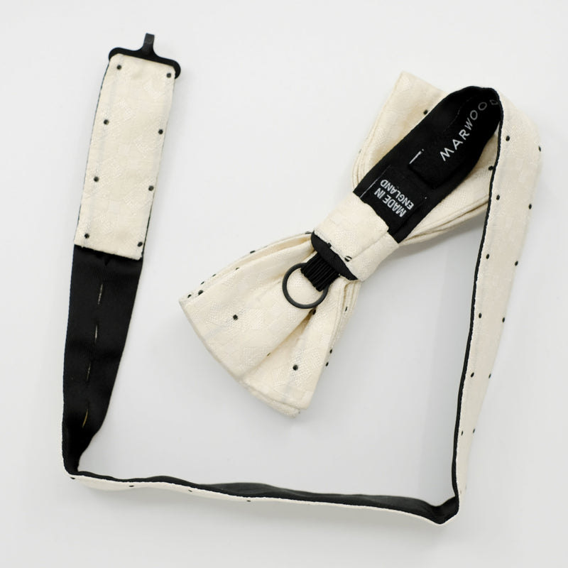 Ready-Tied Cream Gatsby Silk Jacquard Bow Tie