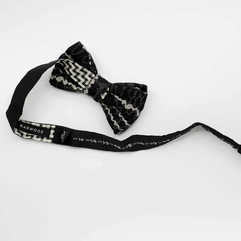 Ready-Tied Black Wave Jacquard Bow Tie