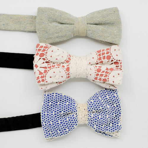 Lace & Woven Bow Tie Trio