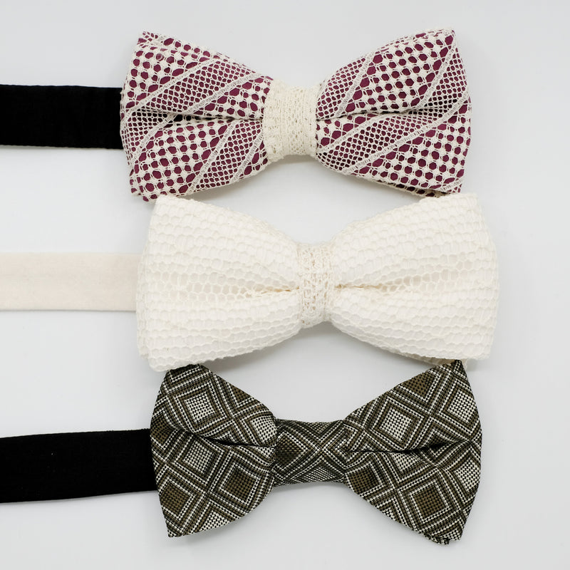 Lace & Woven Bow Tie Trio