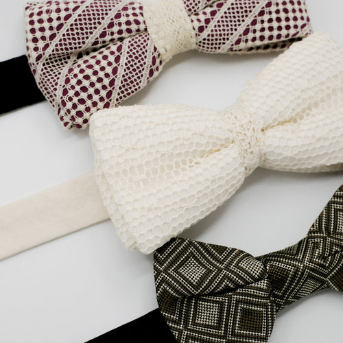 Lace & Woven Bow Tie Trio
