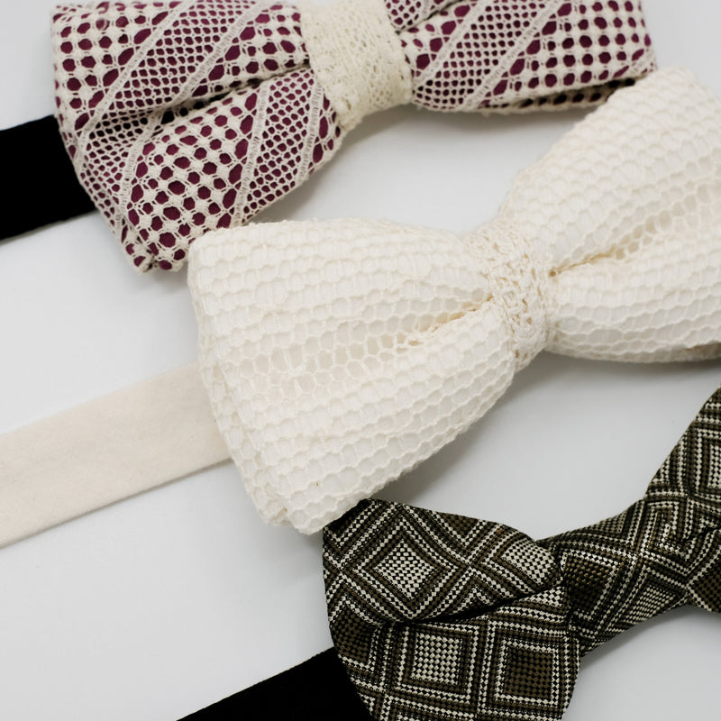 Lace & Woven Bow Tie Trio