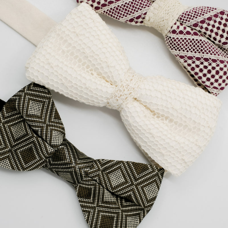 Lace & Woven Bow Tie Trio