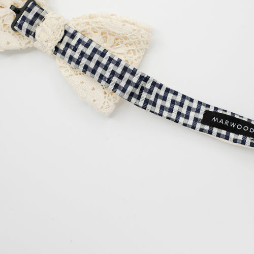 Ecru Geo Lace Pre-Tied Bow Tie