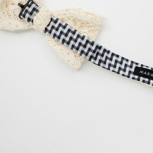 Ecru Geo Lace Pre-Tied Bow Tie