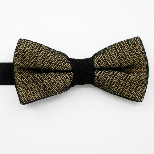 Black/Gold Fragile Lace Pre-Tied Bow Tie