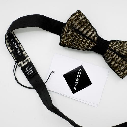 Black/Gold Fragile Lace Pre-Tied Bow Tie