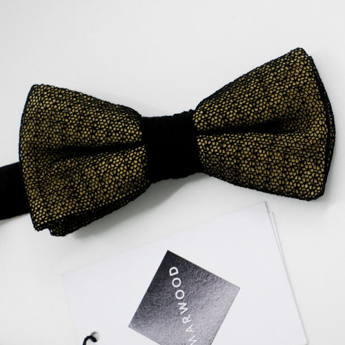 Black/Gold Fragile Lace Pre-Tied Bow Tie
