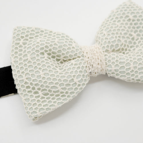 Pale Green Mesh Lace Pre-Tied Bow Tie