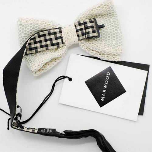 Pale Green Mesh Lace Pre-Tied Bow Tie