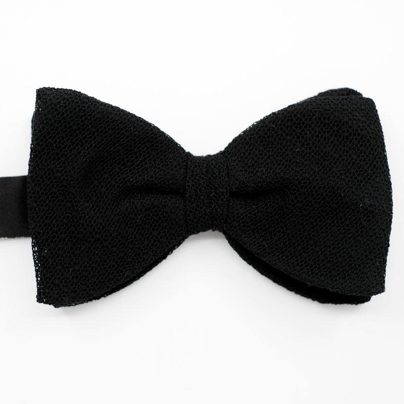 Black Fragile Lace Pre-Tied Bow Tie