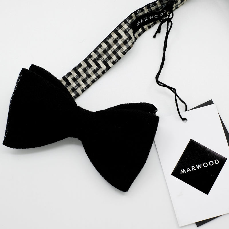 Black Fragile Lace Pre-Tied Bow Tie