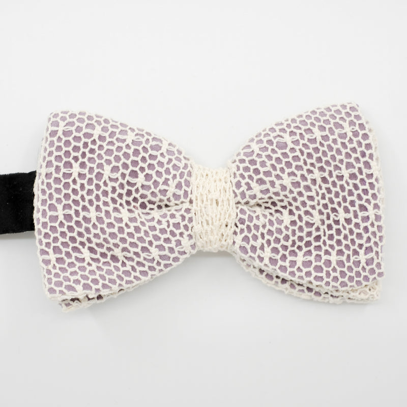 Lilac Mesh Lace Pre-Tied Bow Tie