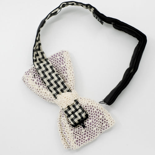 Lilac Mesh Lace Pre-Tied Bow Tie