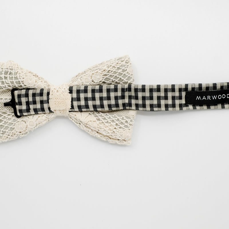Pale Green Crest Lace Pre-Tied Bow Tie