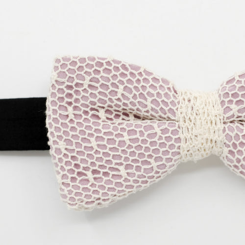Lilac Mesh Lace Pre-Tied Bow Tie