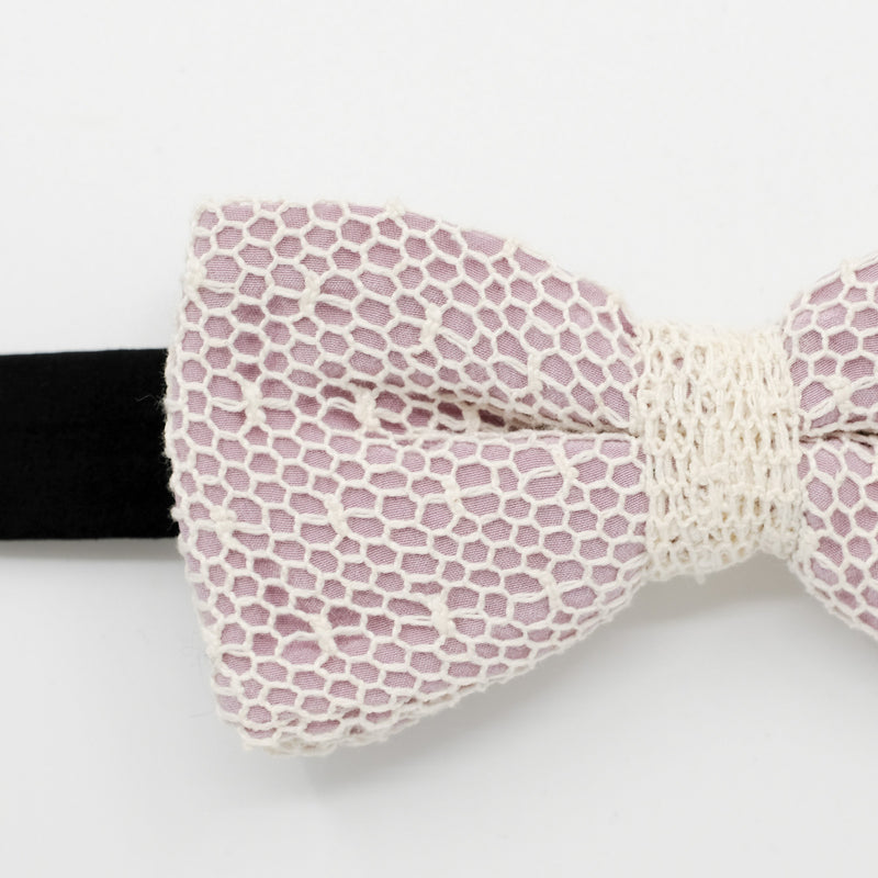 Lilac Mesh Lace Pre-Tied Bow Tie