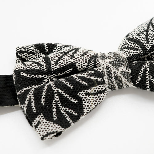 Black and white patterned bow tie