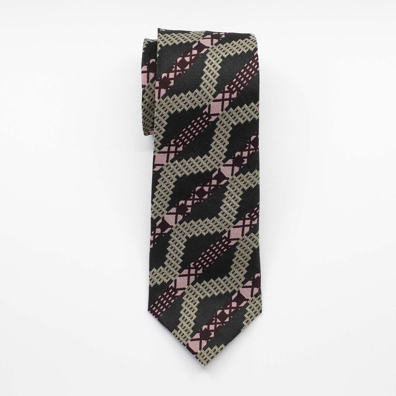 Green Grid Stripe Silk Tie