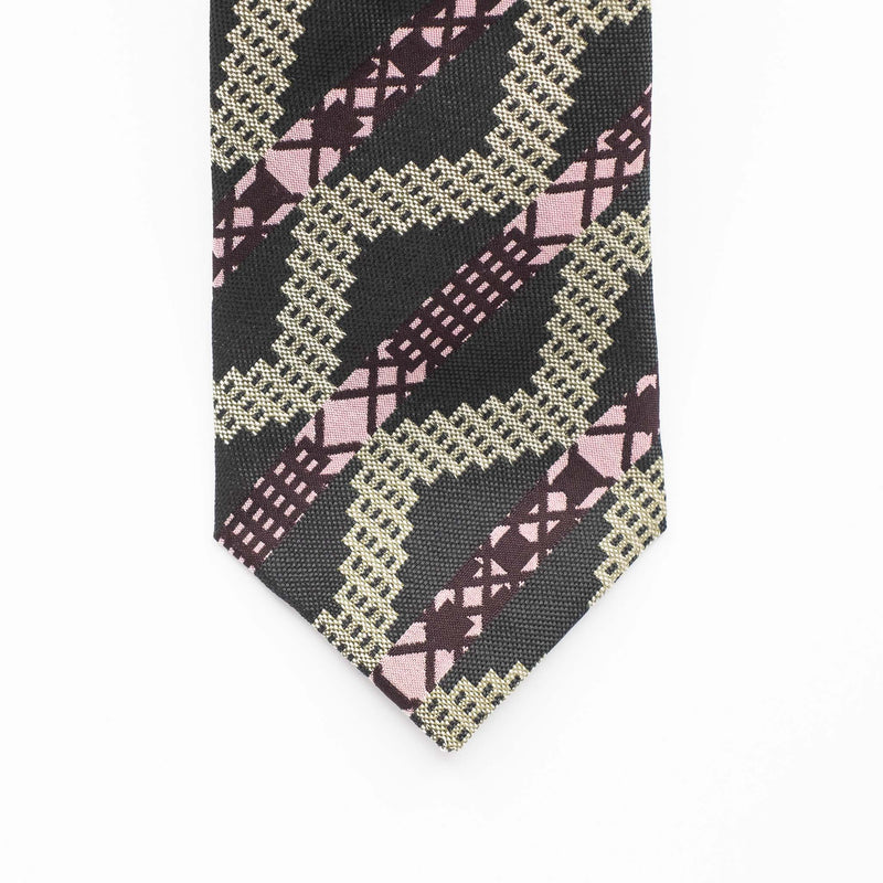 Green Grid Stripe Silk Tie