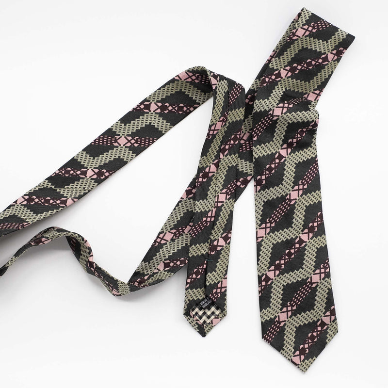 Green Grid Stripe Silk Tie