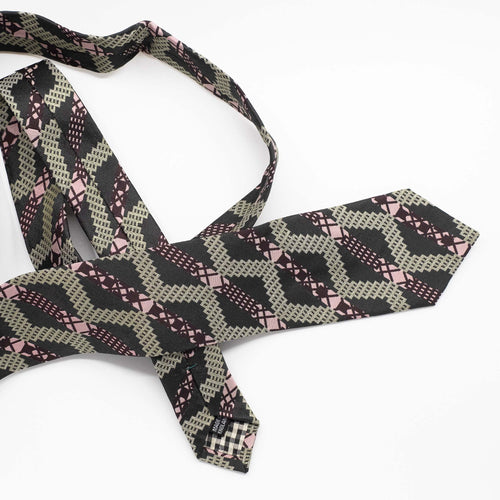 Green Grid Stripe Silk Tie