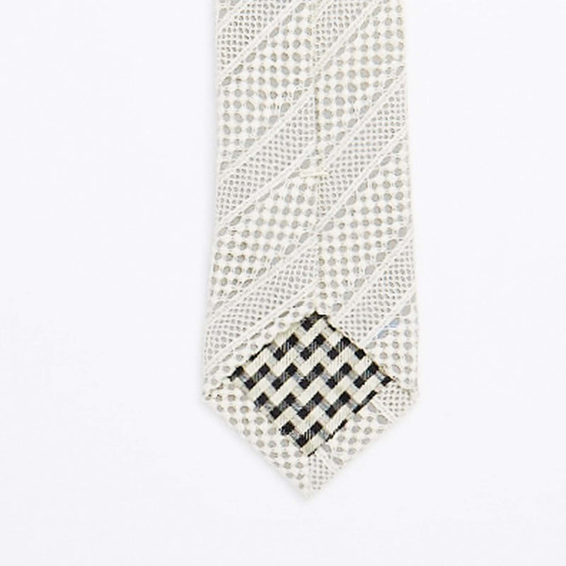 Pale Grey Lace Stripe Tie