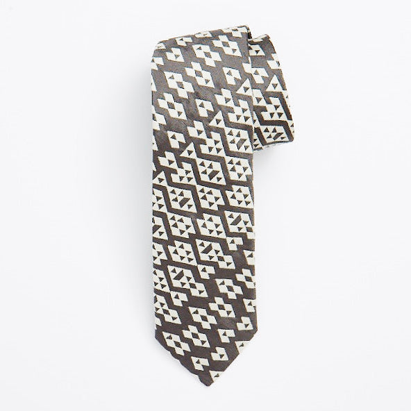 Grey Harlequin Silk Tie