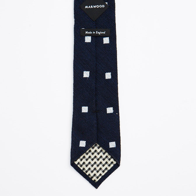 Navy/White Wool Silk Squares Tie