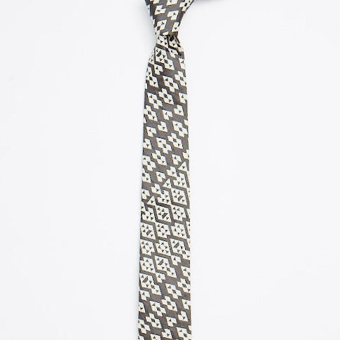 Grey Harlequin Silk Tie