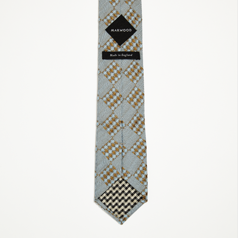 Pale Blue Grid Weave Silk Tie