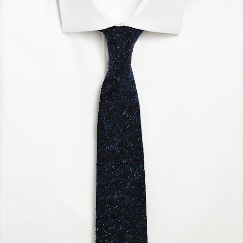 Deep Blue Slub Silk Woven Tie