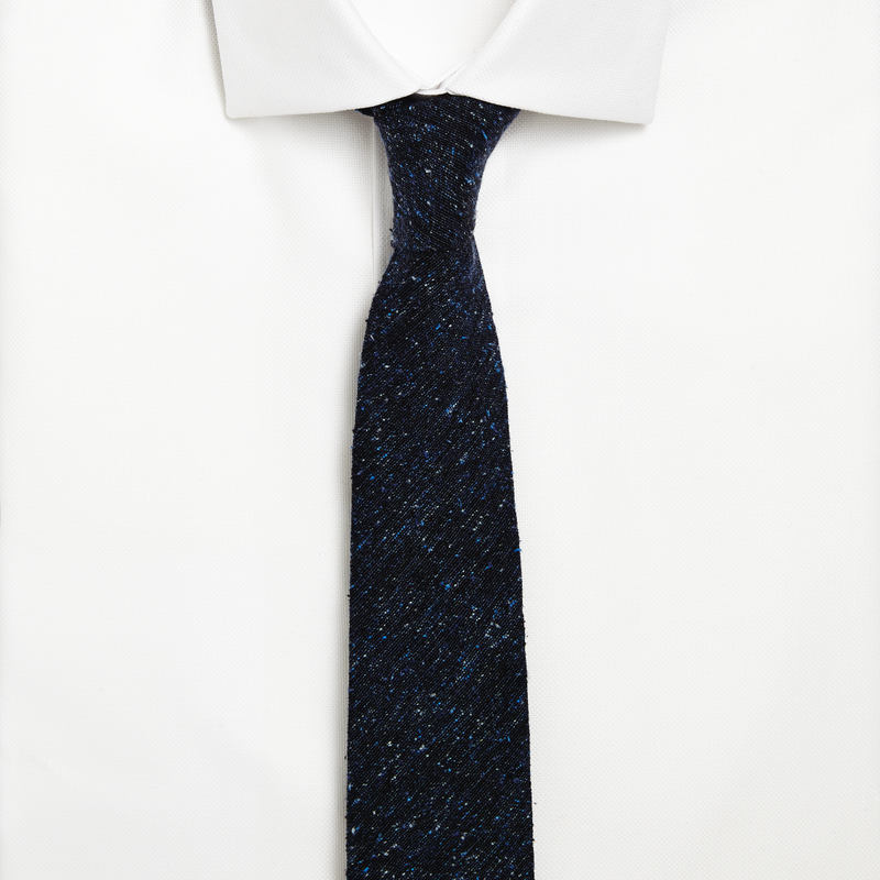 Deep Blue Slub Silk Woven Tie