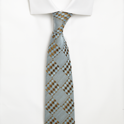 Pale Blue Grid Weave Silk Tie