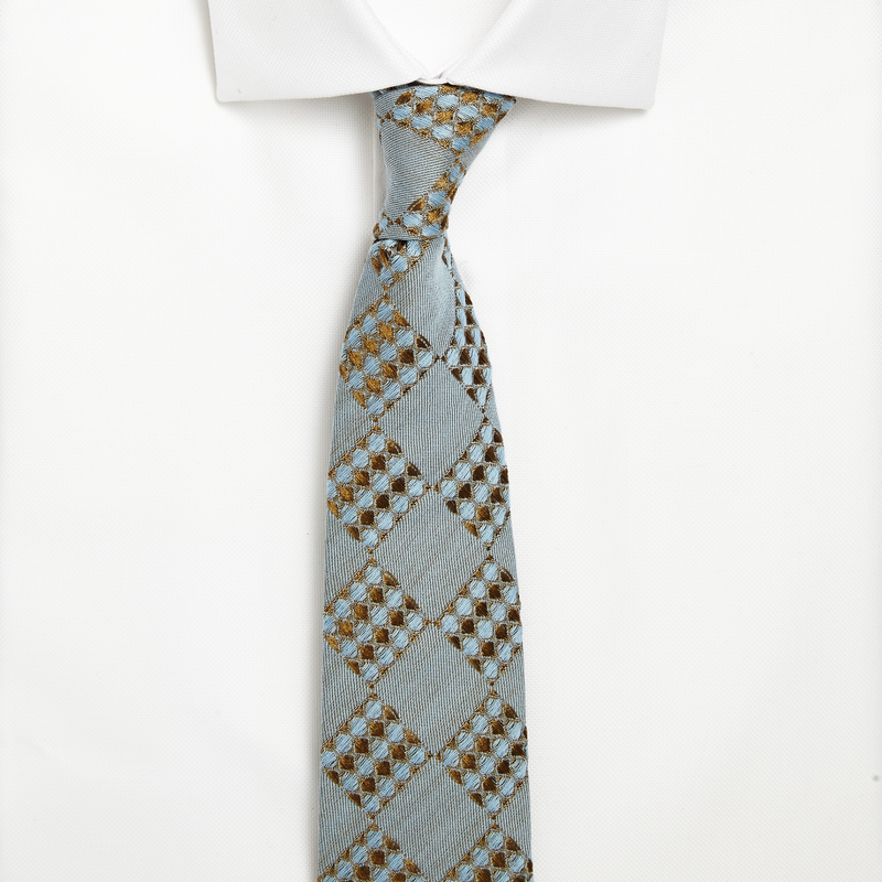 Pale Blue Grid Weave Silk Tie