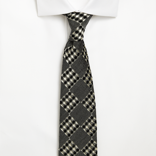 Black Grid Weave Silk Tie