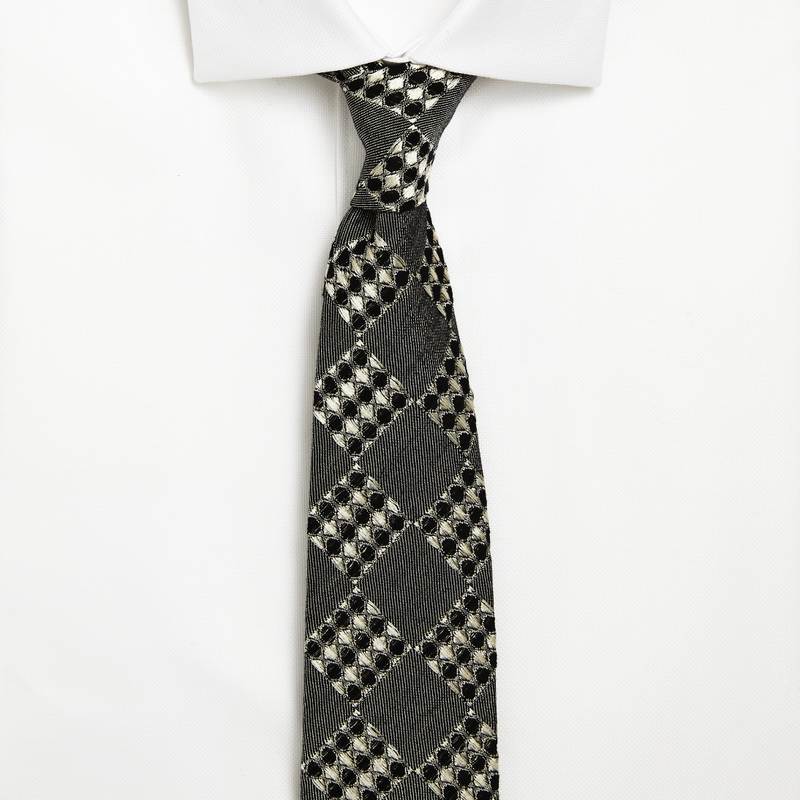 Black Grid Weave Silk Tie