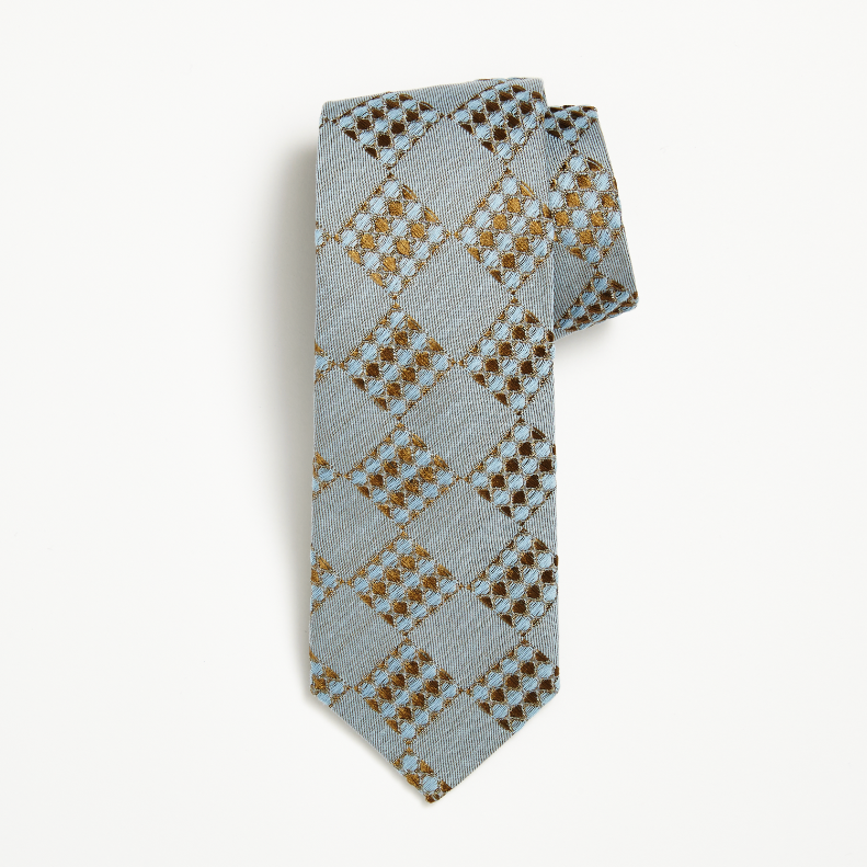 Pale Blue Grid Weave Silk Tie