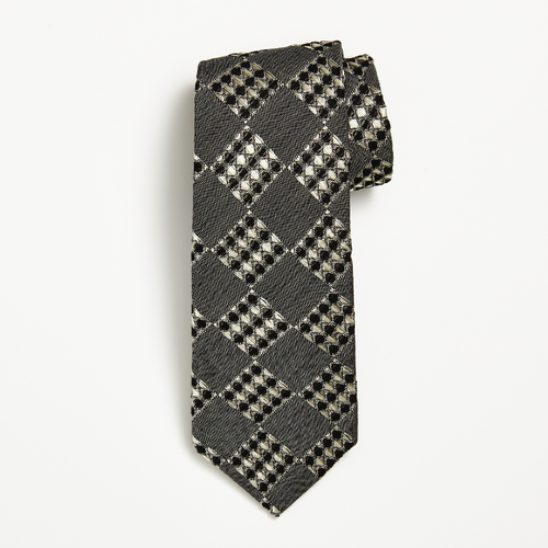 Black Grid Weave Silk Tie