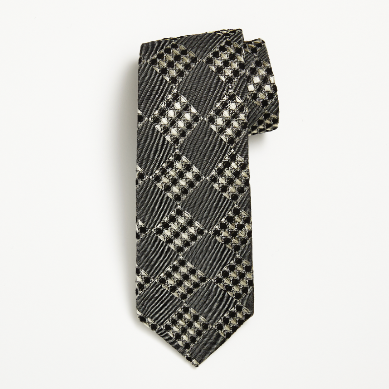Black Grid Weave Silk Tie