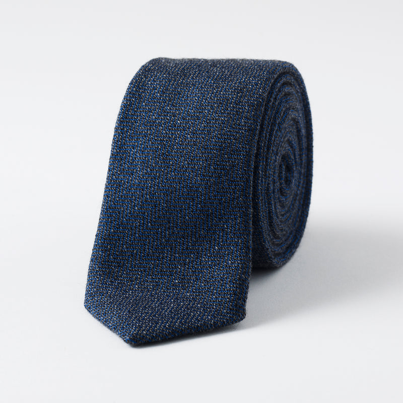 Blue Herringbone Woven Tie