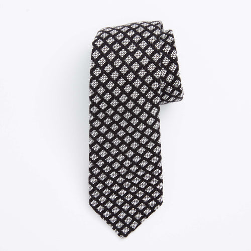 Black Woven Squares Cotton Tie