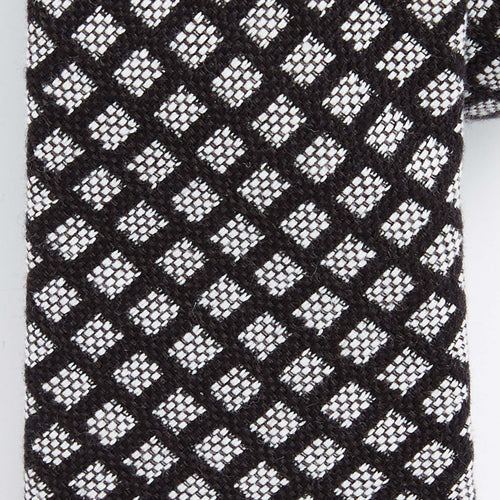 Black Woven Squares Cotton Tie