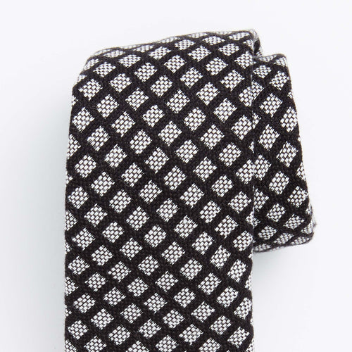 Black Woven Squares Cotton Tie