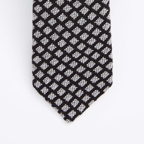 Black Woven Squares Cotton Tie