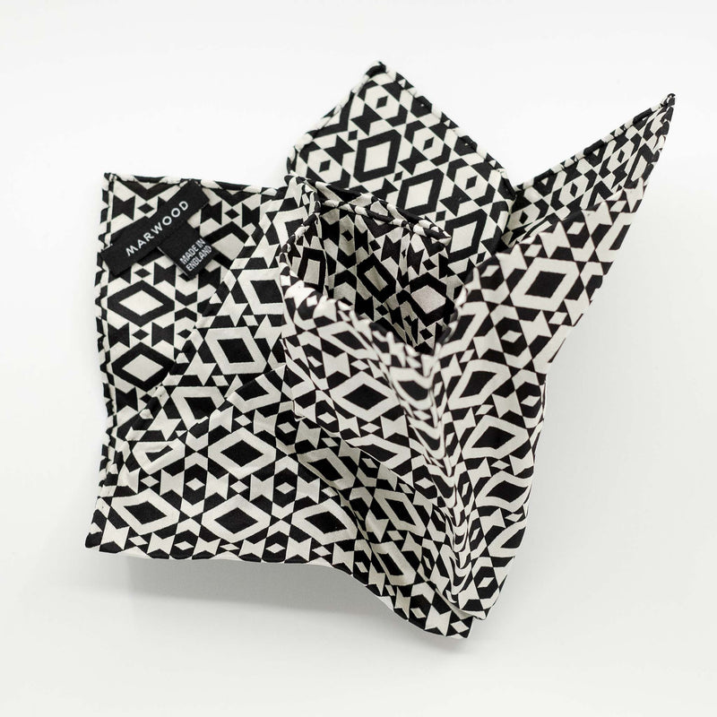 Black Geo Tiles Pocket Square